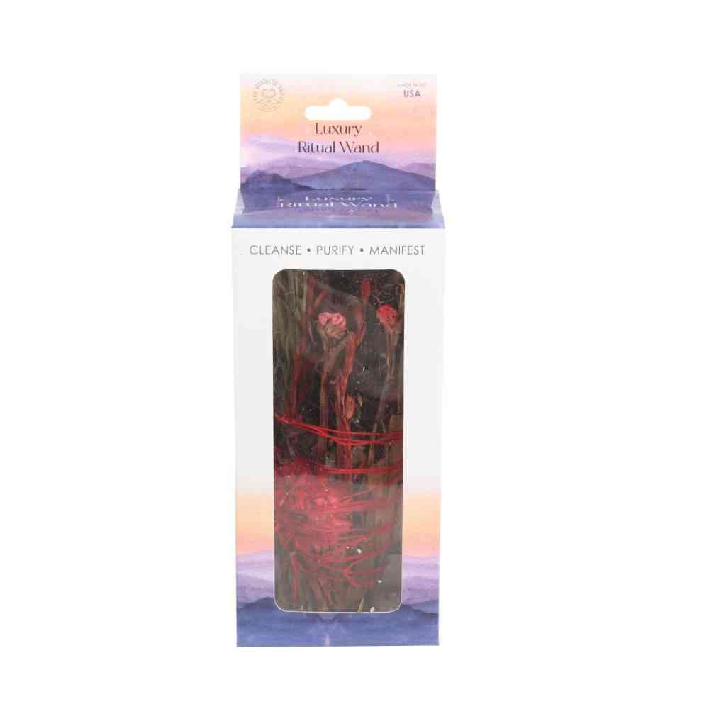 Something Different - 6in Ritual Wand with Rosemary and Red Flowers Smudge stick - Multicolours